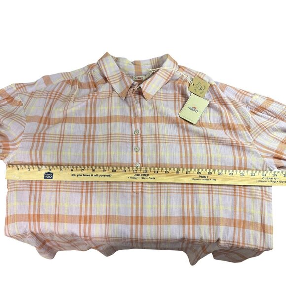 Faherty Legend Organic Cotton Plaid Button-Down Shirt XXL NWT Peach Lilac Yellow - Picture 6 of 6